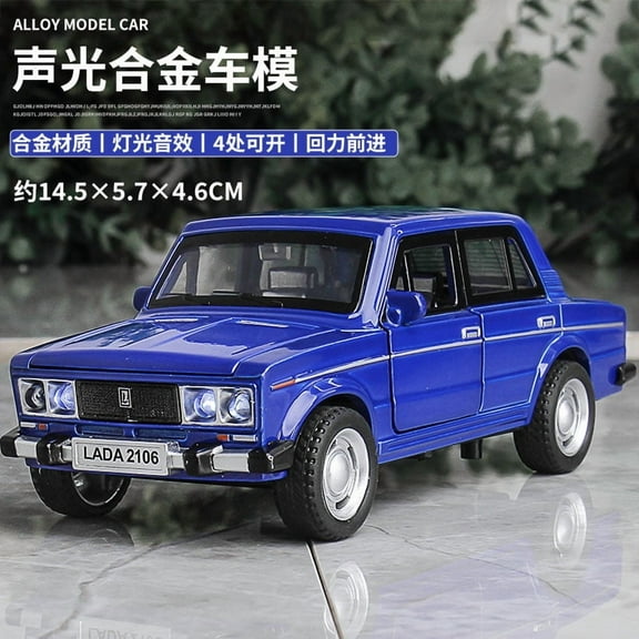 1:32 LADA 2106 Alloy Classic Car Model Diecast Metal Toy Sound and Light Pull Back Children Toy Miniature Vehicle Model Kid Gift