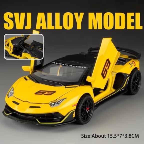1:32 Scale Modern Supercar Diecast Car Model, Alloy Metal Mini Race Vehicle with Openable Doors, Engine Sound & Flashing Light, Pull Back Toy Car, Fashion Desktop Ornament