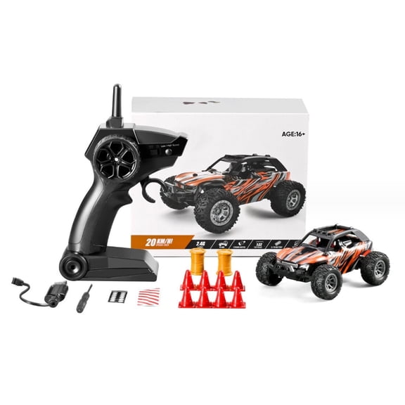1:32 Scale RC Drift Off-Road Vehicle, 2.4G 4WD High Speed Remote Control Truck, Full-Scale Synchronous Controller, Ready-to-Run Mini Crawler Car for Adults - Orange