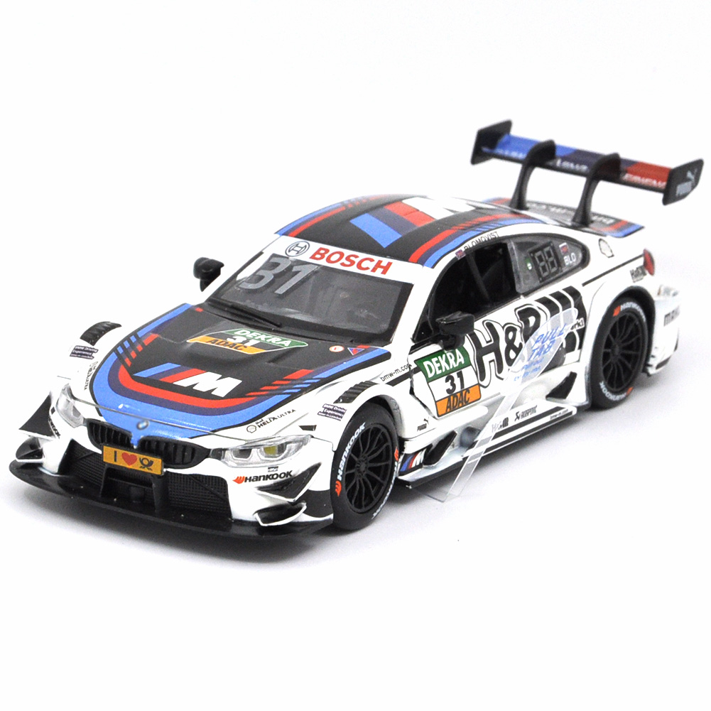 1: 32 Suitable for BMW M4 DTM Alloy Simulation Car Die Casting Model Dynamic Sound and Light Toy Series Collectibles Boy Birthday Gift