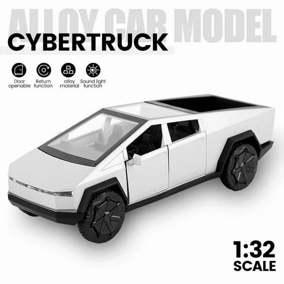 1:32 Cybertruck Pickup Alloy Car Model Diecasts Metal Toy Sound Light Vehicles Car Model Simulation Collection Kids Gifts