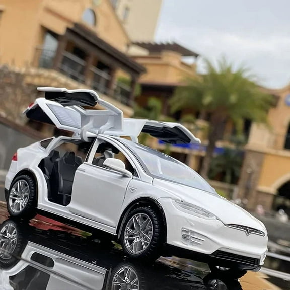 1:32 Tesla Model X Model S Alloy Car Model Diecasts Metal Toy Vehicles Car Model Simulation Sound and Light Collection Kids Gift