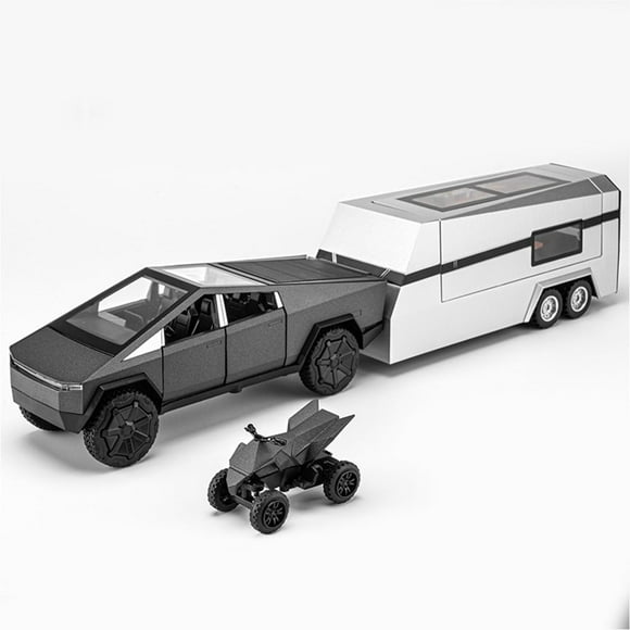 1:32 Tesla Pickup Truck Motorhome Toy Cars, Diecast Pull Back Model Cars, Collection Vehicles, Kids Toy for Aged 3 and up, Gift Gray