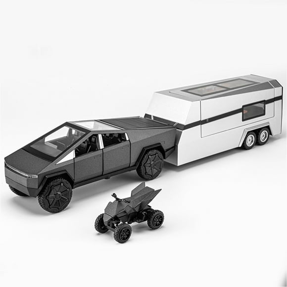 1:32 Tesla Pickup Truck Motorhome Toy Cars, Diecast Pull Back Model Cars, Collection Vehicles, Kids Toy for Aged 3 and up, Gift Gray