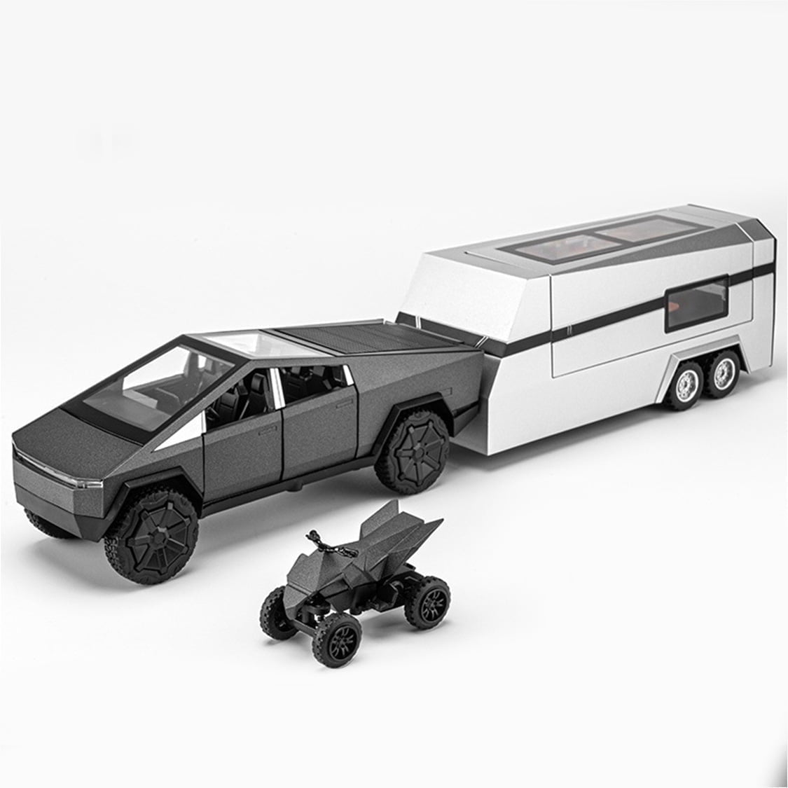 1:32 Cybertruck Pickup Truck Motorhome Toy Cars, Diecast Pull Back Model Cars, Collection Vehicles, Kids Toy for Aged 3 and up, Gift Gray