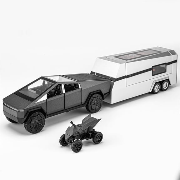 1:32 Cybertruck Pickup Truck Motorhome Toy Cars, Diecast Pull Back Model Cars, Collection Vehicles, Kids Toy for Aged 3 and up, Gift Gray