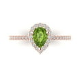 thumbnail image 1 of Halo Engagement Ring for Women - 0.755ct Natural Peridot in 14K Rose Gold Promise Ring, 1 of 7