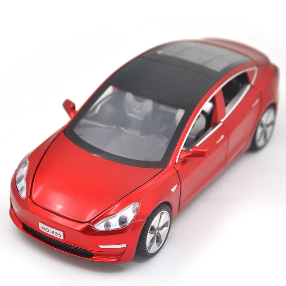 1: 32 For Tesla Model 3 Alloy Car Die Casting Metal Pullback Toy Simulation Series Soundlight Children's Birthday Gift