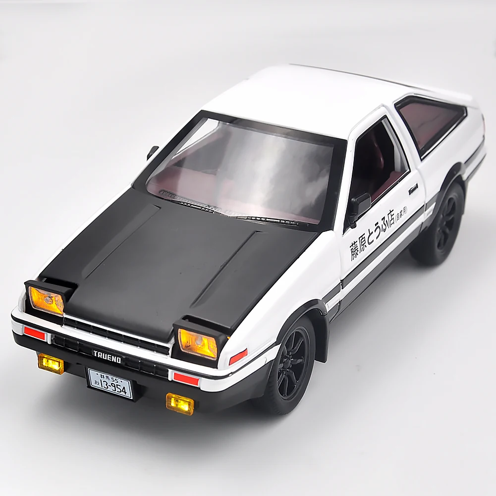 The 1:32 scale is suitable for Toyota AE86 alloy die-cast car models, equipped with openable doors, lights, sound and spring-back function. Boys' toy cars, children's birthday gift toy cars.