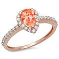 thumbnail image 1 of 0.755 ct Pear Cut Simulated Red Diamond with Simulated Diamond Halo Accents 14K Rose Gold Womens Engagement Ring, 1 of 4