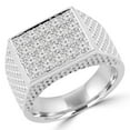 thumbnail image 1 of 1.33 CTW Pave Diamond Mens Signet Ring Wedding Band in 18K White Gold, Size 8, 1 of 1