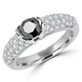 thumbnail image 1 of 1.33 CTW Round Black Diamond Cocktail Ring in 14K White Gold - Size 5.5, 1 of 1