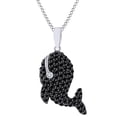 thumbnail image 1 of AFFY 1.33 Carat (Ctw) Round Shape Black & White Natural Diamond Shark Pendant Necklace In 10k Solid White Gold, 1 of 1