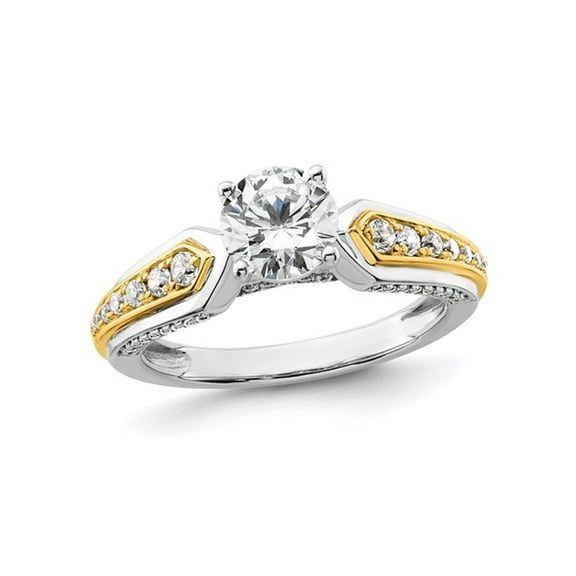 1.33 Carat (Ctw VS2-VS1, D-E-F) IGI Certified Lab-Grown Diamond Engagement Ring 14K White and Yellow Gold for Women