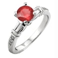 thumbnail image 1 of 1.33 Carat (ctw) 18K White Gold Round & Baguette Red Ruby & White Diamond Ladies Bridal Engagement Ring, 1 of 1