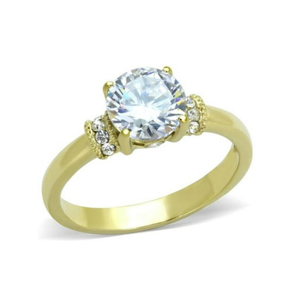 1.33 Ct Zirconia Stainless Steel 14K Gold Plated Engagment Ring Women's Size 7