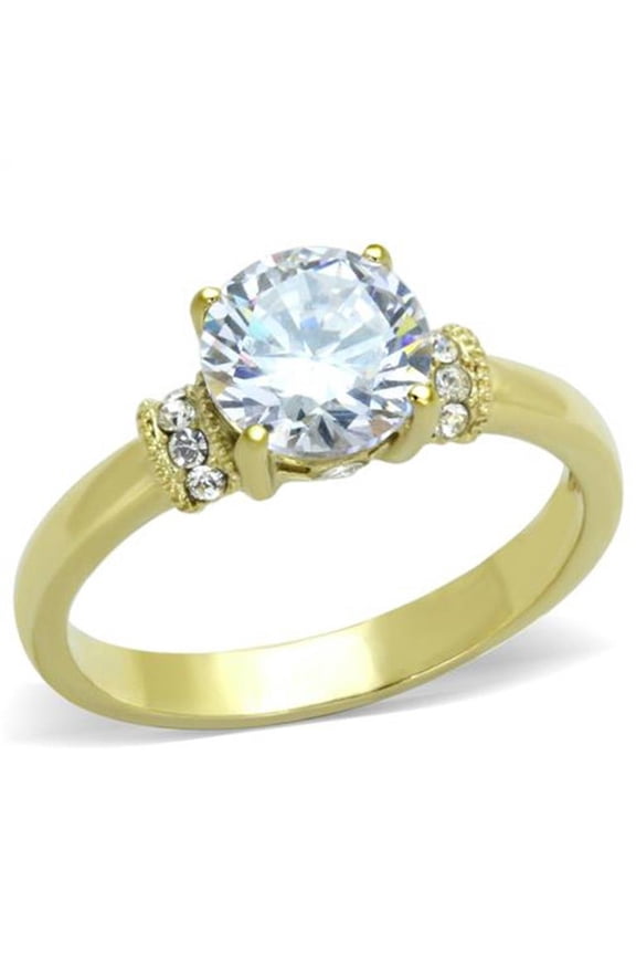 1.33 Ct Zirconia Stainless Steel 14K Gold Plated Engagment Ring Women's Size 8