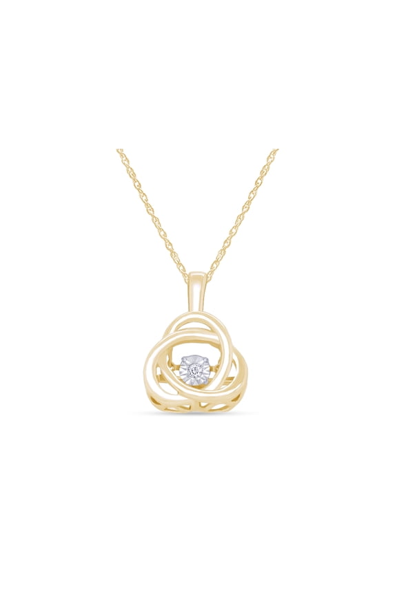 1/33 Cttw Natural Diamond 14k Gold Plated Sterling Silver Necklace Dancing Diamond - 18 Inch Rope Chain
