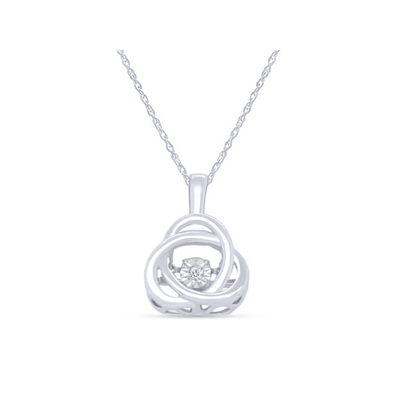 1/33 Cttw Natural Diamond 14k Gold Plated Sterling Silver Necklace Dancing Diamond - 18 Inch Rope Chain