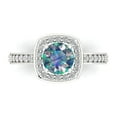 thumbnail image 1 of 1.335 ctw Solitaire with Zirconia Diamond Accents Anniversary Ring for Women | Round Cut Blue Moissanite | Hyperallergenic Solid 14K White Gold, 1 of 5