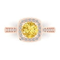 thumbnail image 1 of 1.335 ct Round Cut Natural Citrine Solitaire with Simulated Diamond Accents 14K Rose Gold Womens Engagement Ring, 1 of 5