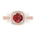 thumbnail image 1 of 1.335 ct Round Cut Natural Garnet Solitaire with Simulated Diamond Accents 14K Rose Gold Womens Engagement Ring, 1 of 5