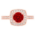 thumbnail image 1 of 1.335 ct Round Cut Natural Garnet Solitaire with Simulated Diamond Accents 18K Rose Gold Womens Engagement Ring, 1 of 4