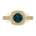 thumbnail image 1 of 1.335 ct Round Cut Natural London Blue Topaz Halo Engagement Ring for Women in 18K Yellow Gold, 1 of 5