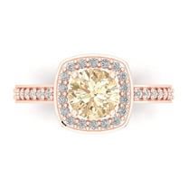 1.335 ct Round Cut Natural Morganite Solitaire with Accents Engagement Ring for Women in 14K Rose Gold
