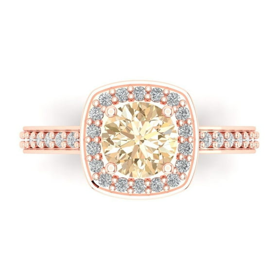 1.335 ct Round Cut Natural Morganite Solitaire with Accents Engagement Ring for Women in 14K Rose Gold