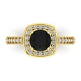 thumbnail image 1 of Clara Pucci 14K Yellow Gold 1.33ct Onyx Halo Ring for Women, 1 of 8