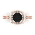 thumbnail image 1 of 1.335 ctw Solitaire with Zirconia Diamond Accents Anniversary Ring for Women | Round Cut Natural Onyx | Hyperallergenic Solid 14K Rose Gold, 1 of 5