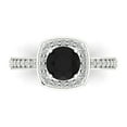 thumbnail image 1 of 1.335 ctw Solitaire with Zirconia Diamond Accents Anniversary Ring for Women | Round Cut Natural Onyx | Hyperallergenic Solid 18K White Gold, 1 of 5