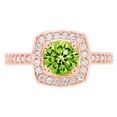 thumbnail image 1 of 1.335 ct Round Cut Natural Peridot Solitaire with Simulated Diamond Accents 18K Rose Gold Womens Engagement Ring, 1 of 3