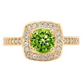 thumbnail image 1 of 1.335 ct Round Cut Natural Peridot with Simulated Diamond Halo Accents 18K Yellow Gold Womens Engagement Ring, 1 of 5
