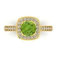 thumbnail image 1 of 1.335 ct Round Cut Natural Peridot with Simulated Diamond Halo Accents 18K Yellow Gold Womens Engagement Ring, 1 of 5