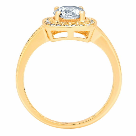 1.335 ct Round Cut Natural Swiss Blue Topaz Halo Engagement Ring for Women in 14K Yellow Gold