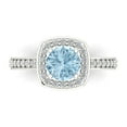 thumbnail image 1 of Clara Pucci 14K White Gold Solid Gold SwissBlueTopaz Solitaire with Accents Anniversary Ring for Women - 1.335 cttw Round Cut, 1 of 8