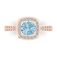 thumbnail image 1 of 1.335 ct Round Cut Natural Swiss Blue Topaz Solitaire with Simulated Diamond Accents 18K Rose Gold Womens Engagement Ring, 1 of 5
