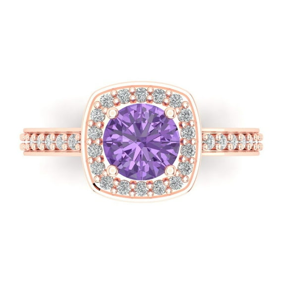Clara Pucci 14K Rose Gold 1.33ct Alexandrite Solitaire with Accents Ring
