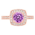 thumbnail image 1 of 1.335 ct Round Cut Simulated Alexandrite Solitaire with Simulated Diamond Accents 14K Rose Gold Womens Engagement Ring, 1 of 4