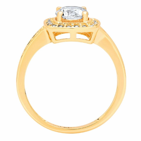 1.335 ct Round Cut Simulated Diamond Halo Engagement Ring for Women in 18K Yellow Gold
