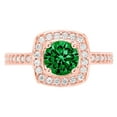 thumbnail image 1 of 1.335 ct Round Cut Simulated Emerald Solitaire with Simulated Diamond Accents 14K Rose Gold Womens Engagement Ring, 1 of 4