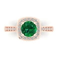 thumbnail image 1 of 1.335 ctw Solitaire with Zirconia Diamond Accents Anniversary Ring for Women | Round Cut Simulated Emerald | Hyperallergenic Solid 18K Rose Gold, 1 of 5