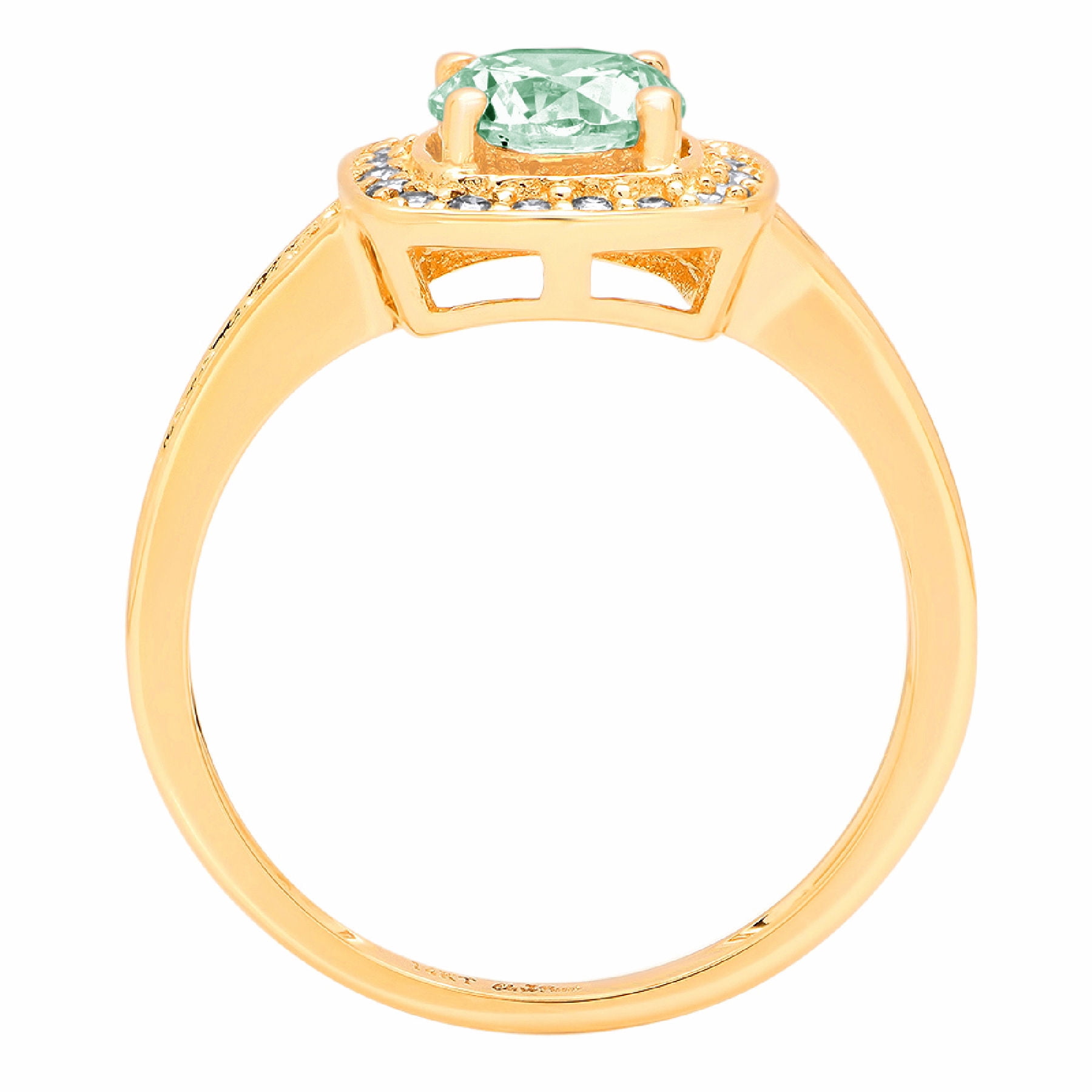 1.335 ct Round Cut Simulated Green Diamond Halo Engagement Ring for ...