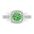 thumbnail image 1 of Clara Pucci 14K White Gold Solid Gold Green Solitaire with Accents Anniversary Ring for Women - 1.335 cttw Round Cut, 1 of 8