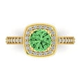 thumbnail image 1 of Clara Pucci 14K Yellow Gold Solid Gold Green Halo Anniversary Ring for Women - 1.335 cttw Round Cut, 1 of 8