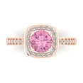 thumbnail image 1 of 1.335 ct Round Cut Simulated Pink Diamond Solitaire with Accents Engagement Ring for Women in 18K Rose Gold, 1 of 5