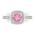thumbnail image 1 of 1.335 ct Round Cut Simulated Pink Diamond Solitaire with Accents Engagement Ring for Women in 18K White Gold, 1 of 5
