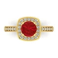 thumbnail image 1 of 1.335 ct Round Cut Simulated Pink Tourmaline with Simulated Diamond Halo Accents 18K Yellow Gold Womens Engagement Ring, 1 of 5